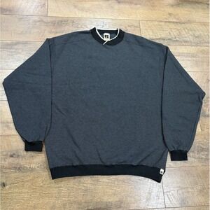 Vintage 90s Russell Athletic Waffle Knit Fleece Sweatshirt Made‎ In USA Grey XL